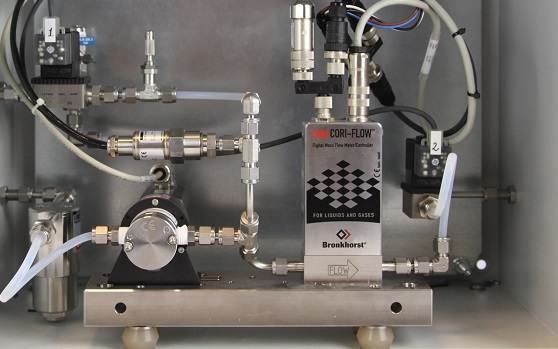 picture of a Set-up of Coriolis Mass Flow Meters (mini CORI-FLOW)