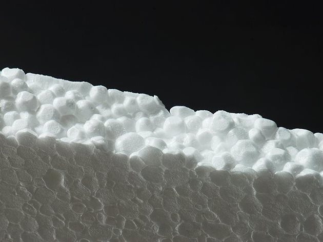 white polystyrene foam on black background