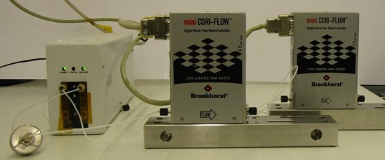 Test set-up with Coriolis mass flow instrument